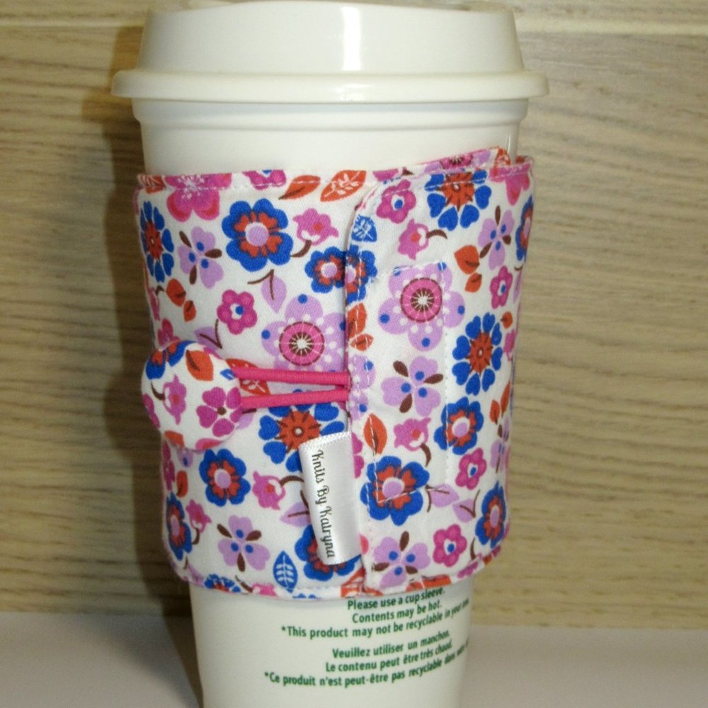 Springtime Floral Fabric Coffee Cozy